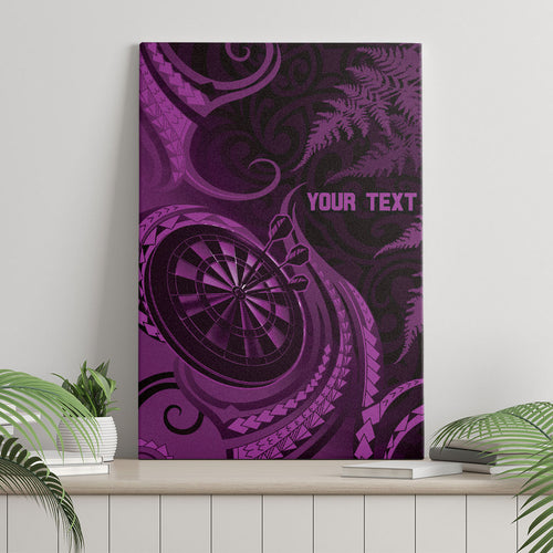 Personalised New Zealand Purple Darts Canvas Wall Art Maori Fern Curve Style