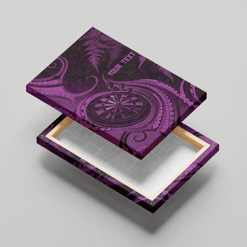 Personalised New Zealand Purple Darts Canvas Wall Art Maori Fern Curve Style
