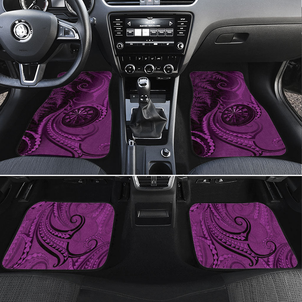 New Zealand Purple Darts Car Mats Maori Fern Curve Style