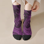 New Zealand Purple Darts Crew Socks Maori Fern Curve Style