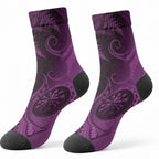 New Zealand Purple Darts Crew Socks Maori Fern Curve Style