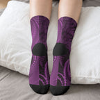 New Zealand Purple Darts Crew Socks Maori Fern Curve Style