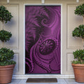 New Zealand Purple Darts Door Cover Maori Fern Curve Style