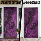 New Zealand Purple Darts Door Cover Maori Fern Curve Style