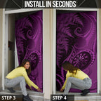New Zealand Purple Darts Door Cover Maori Fern Curve Style