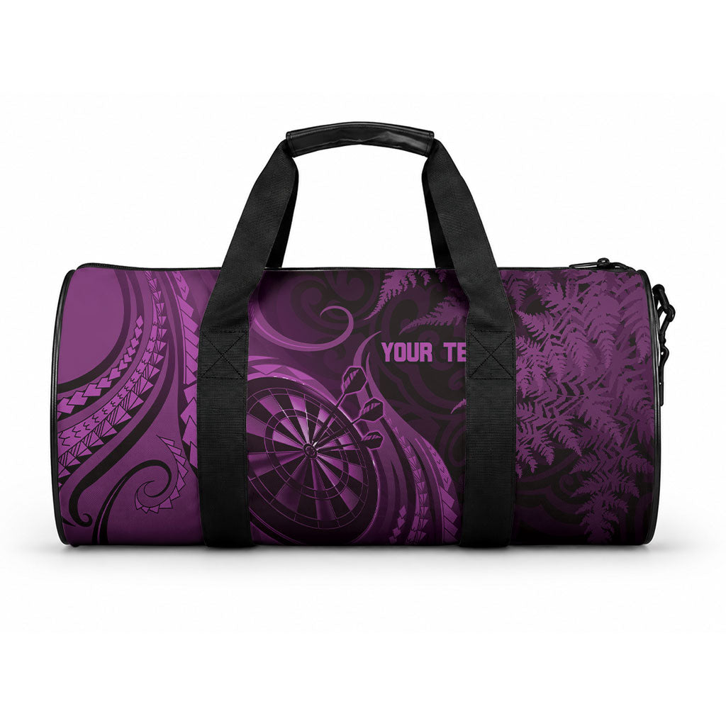 Personalised New Zealand Purple Darts Duffle Bag Maori Fern Curve Style