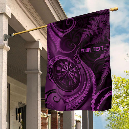 Personalised New Zealand Purple Darts Garden Flag Maori Fern Curve Style