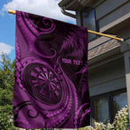 Personalised New Zealand Purple Darts Garden Flag Maori Fern Curve Style