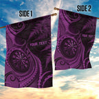 Personalised New Zealand Purple Darts Garden Flag Maori Fern Curve Style