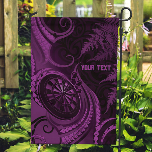 Personalised New Zealand Purple Darts Garden Flag Maori Fern Curve Style