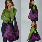 Personalised New Zealand Purple Darts Grocery Bag Maori Fern Curve Style