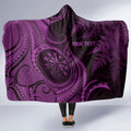 Personalised New Zealand Purple Darts Hooded Blanket Maori Fern Curve Style