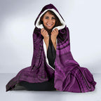 Personalised New Zealand Purple Darts Hooded Blanket Maori Fern Curve Style