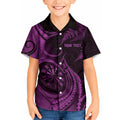 Personalised New Zealand Purple Darts Kid Hawaiian Shirt Maori Fern Curve Style