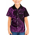 Personalised New Zealand Purple Darts Kid Hawaiian Shirt Maori Fern Curve Style