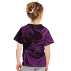 Personalised New Zealand Purple Darts Kid T Shirt Maori Fern Curve Style