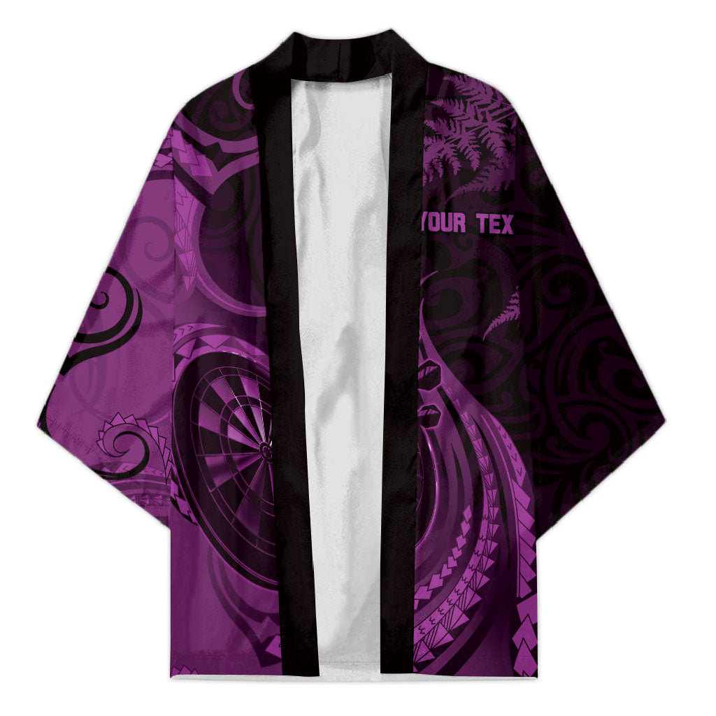 Personalised New Zealand Purple Darts Kimono Maori Fern Curve Style