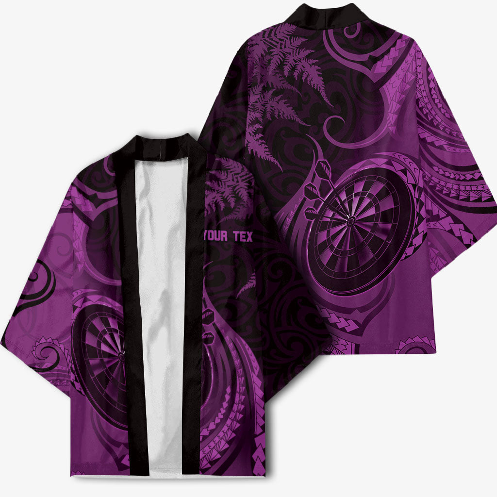 Personalised New Zealand Purple Darts Kimono Maori Fern Curve Style
