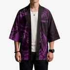 Personalised New Zealand Purple Darts Kimono Maori Fern Curve Style
