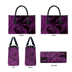 Personalised New Zealand Purple Darts Leather Bag Maori Fern Curve Style