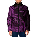 Personalised New Zealand Purple Darts Padded Jacket Maori Fern Curve Style