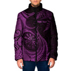 Personalised New Zealand Purple Darts Padded Jacket Maori Fern Curve Style