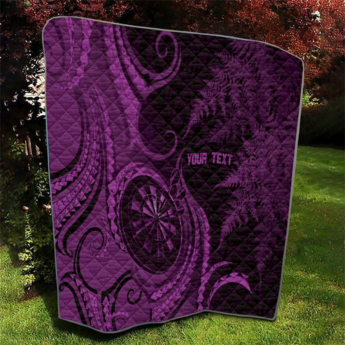 Personalised New Zealand Purple Darts Quilt Maori Fern Curve Style