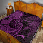 Personalised New Zealand Purple Darts Quilt Maori Fern Curve Style