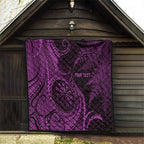 Personalised New Zealand Purple Darts Quilt Maori Fern Curve Style