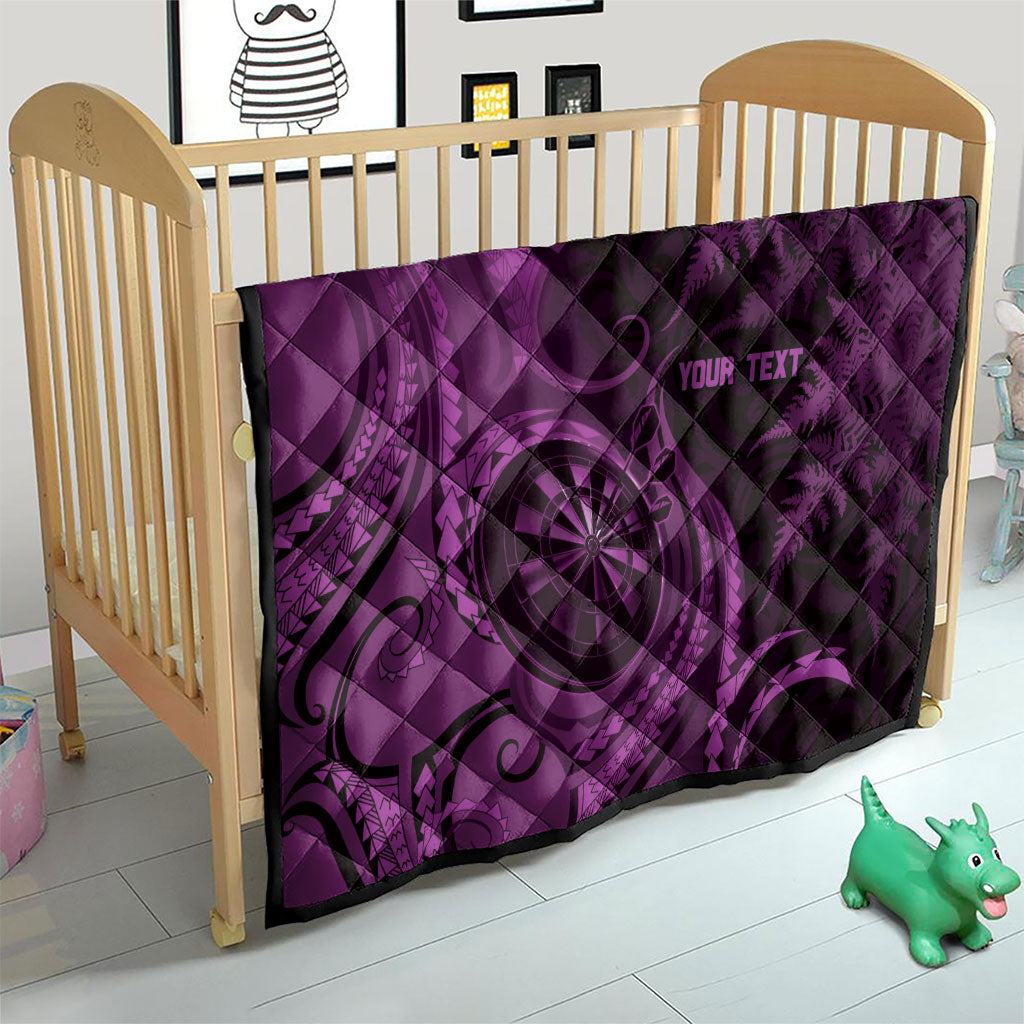 Personalised New Zealand Purple Darts Quilt Maori Fern Curve Style