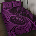 Personalised New Zealand Purple Darts Quilt Bed Set Maori Fern Curve Style