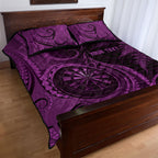 Personalised New Zealand Purple Darts Quilt Bed Set Maori Fern Curve Style