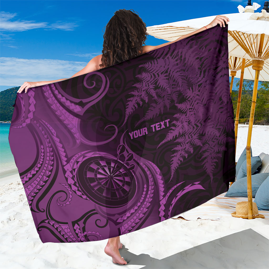 Personalised New Zealand Purple Darts Sarong Maori Fern Curve Style
