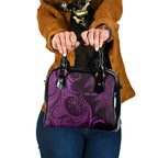 Personalised New Zealand Purple Darts Shoulder Handbag Maori Fern Curve Style