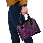 Personalised New Zealand Purple Darts Shoulder Handbag Maori Fern Curve Style