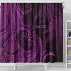 Personalised New Zealand Purple Darts Shower Curtain Maori Fern Curve Style