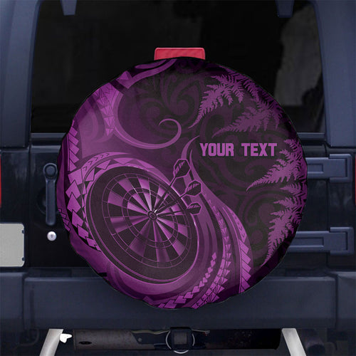 Personalised New Zealand Purple Darts Spare Tire Cover Maori Fern Curve Style