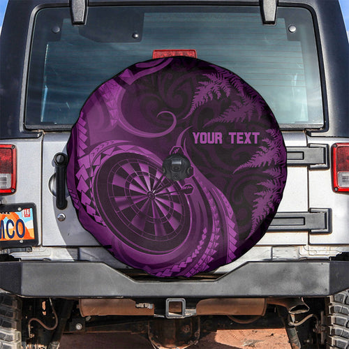 Personalised New Zealand Purple Darts Spare Tire Cover Maori Fern Curve Style