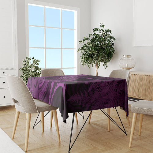 Personalised New Zealand Purple Darts Tablecloth Maori Fern Curve Style