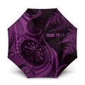 Personalised New Zealand Purple Darts Umbrella Maori Fern Curve Style