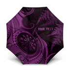 Personalised New Zealand Purple Darts Umbrella Maori Fern Curve Style