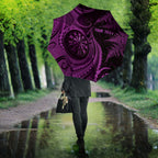 Personalised New Zealand Purple Darts Umbrella Maori Fern Curve Style