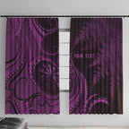 Personalised New Zealand Purple Darts Window Curtain Maori Fern Curve Style