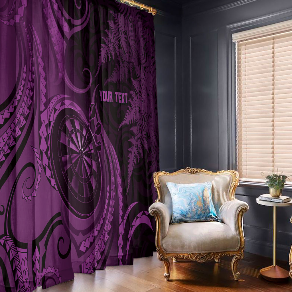 Personalised New Zealand Purple Darts Window Curtain Maori Fern Curve Style