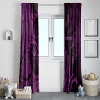 Personalised New Zealand Purple Darts Window Curtain Maori Fern Curve Style