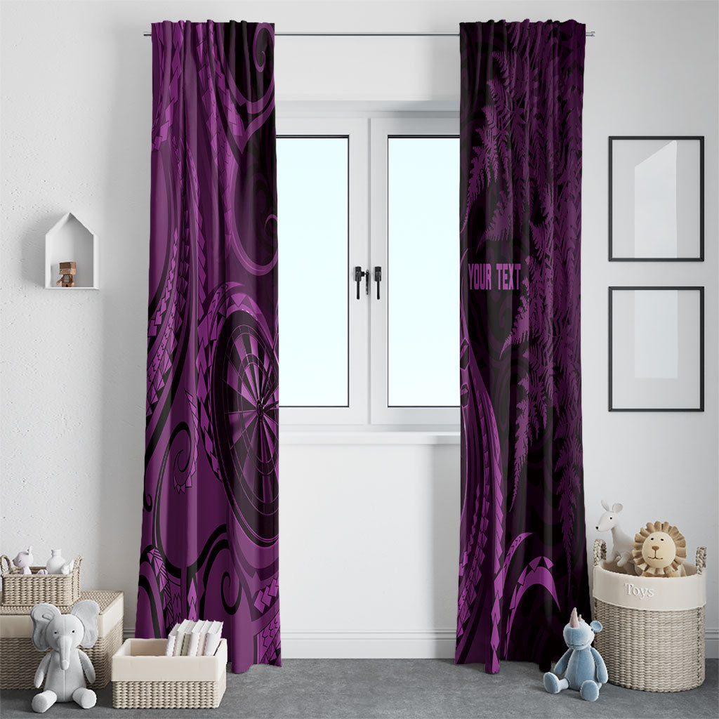 Personalised New Zealand Purple Darts Window Curtain Maori Fern Curve Style