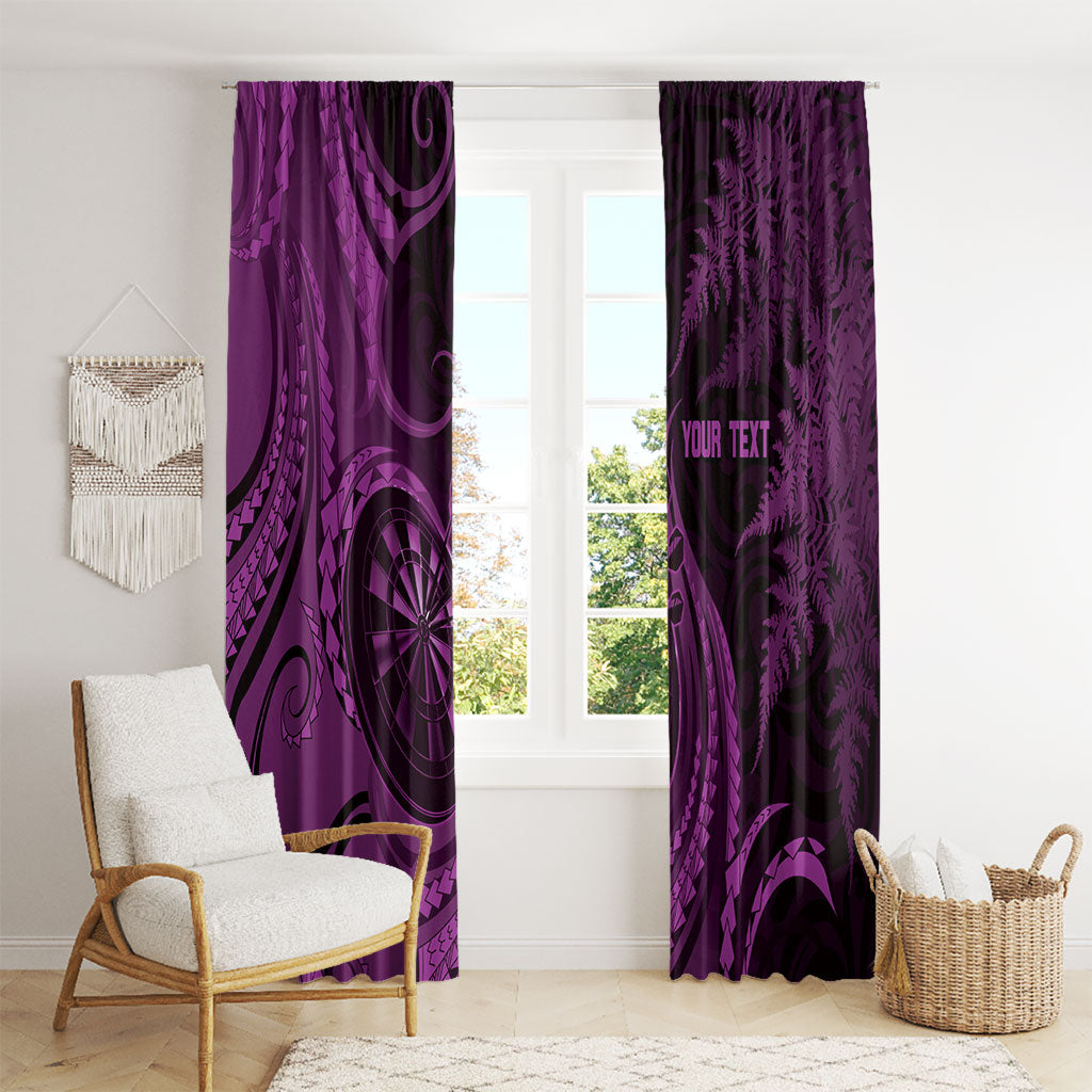 Personalised New Zealand Purple Darts Window Curtain Maori Fern Curve Style