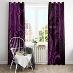 Personalised New Zealand Purple Darts Window Curtain Maori Fern Curve Style