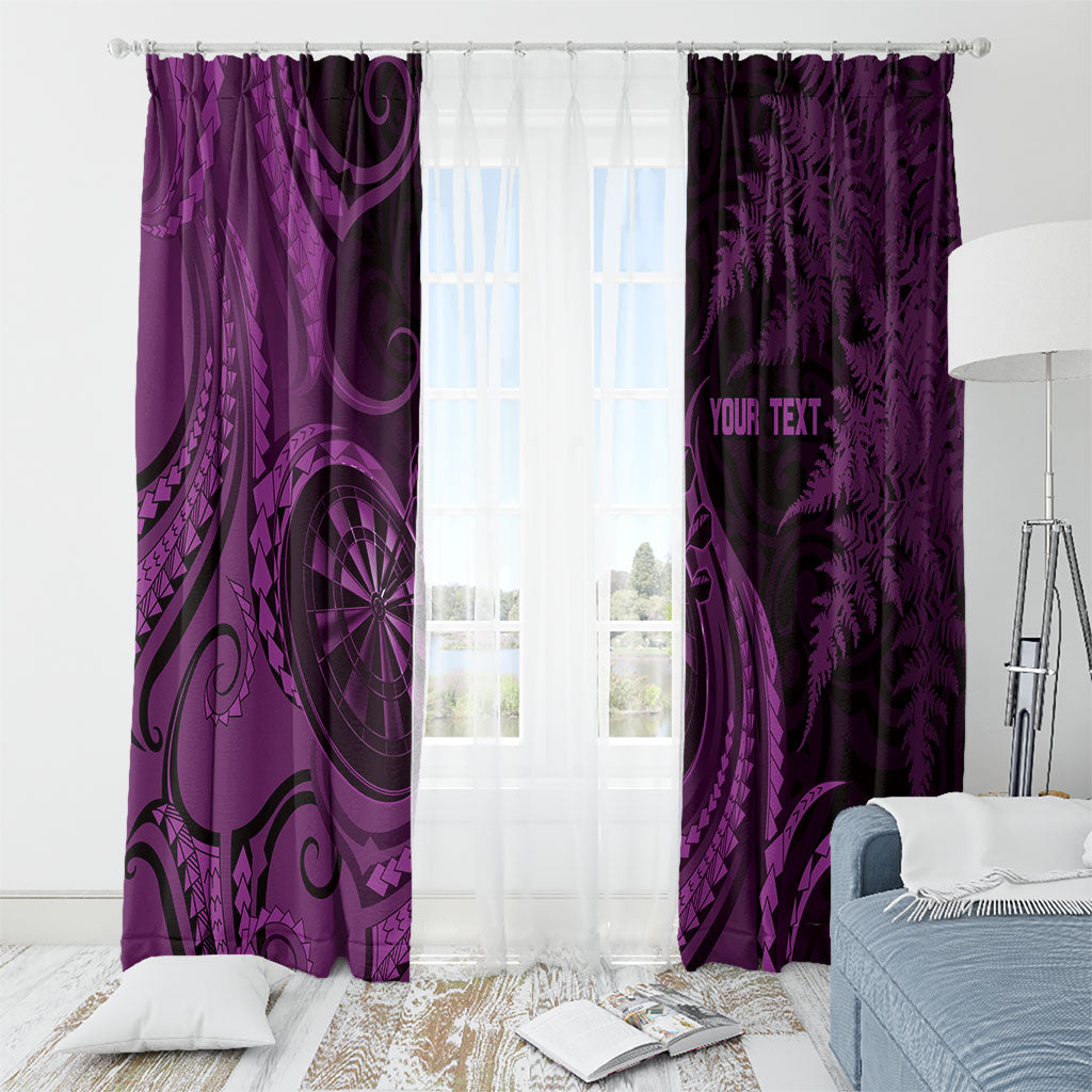Personalised New Zealand Purple Darts Window Curtain Maori Fern Curve Style