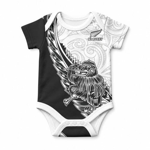 New Zealand Kiwi Rugby Custom Baby Onesie Go Champions Maori Pattern